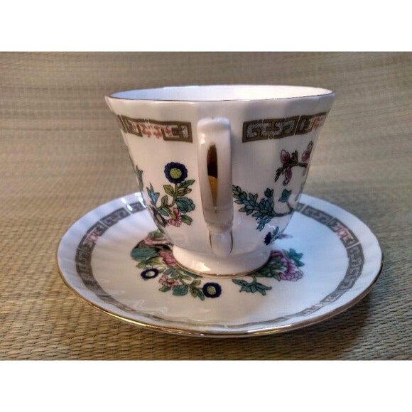 Duchess Bone China England Indian Tree Tea Cup Saucer Scalloped Gold Trim - Picture 3 of 10